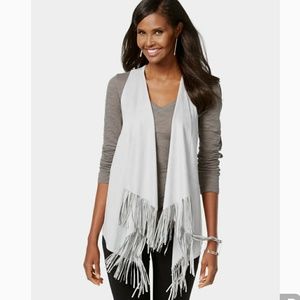 INC International Concepts gray suede fringe vest